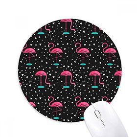 Dıythinker Flamingo Desenli Pembe Siyah Baskılı Yuvarlak Kaymaz Kauçuk Mouse Pad