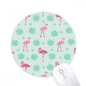Dıythinker Flamingo Desenli Pembe Yeşil Baskılı Yuvarlak Kaymaz Kauçuk Mouse Pad