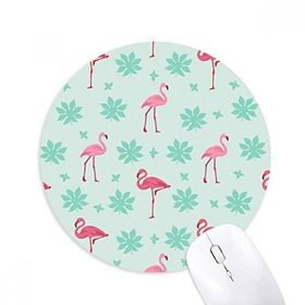 Dıythinker Flamingo Desenli Pembe Yeşil Baskılı Yuvarlak Kaymaz Kauçuk Mouse Pad