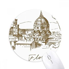 Dıythinker Floransa Katedrali İtalya Desenli Baskılı Yuvarlak Kaymaz Kauçuk Mouse Pad