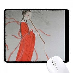 Dıythinker Flute Kırmızı Güzellik Çin Boyama Kaymaz Siyah Başlıklı Kenarlar