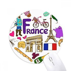Dıythinker Fransa Aşk Kalp Landscap Ulusal Bayrak Baskılı Yuvarlak Kaymaz Kauçuk Mouse Pad