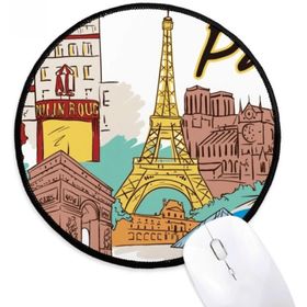 Dıythinker Fransa Paris Eyfel Kulesi Suluboya Yuvarlak Kaymaz Mouse Pad