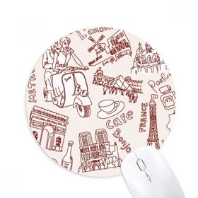 Dıythinker Fransa Zafer Kemeri Louvre Eyfel Kulesi Baskılı Yuvarlak Kaymaz Kauçuk Mouse Pad