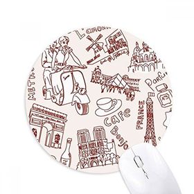 Dıythinker Fransa Zafer Kemeri Louvre Eyfel Kulesi Baskılı Yuvarlak Kaymaz Kauçuk Mouse Pad