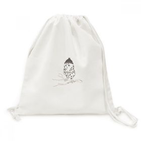 Dıythinker Freehand Sketch Owl Head Kanvas İpli Sırt Çantası