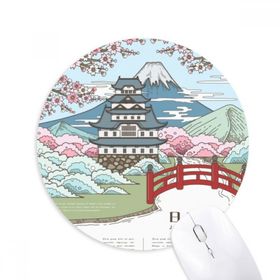 Dıythinker Fuji Sakura Japon Ukiyo-e Baskılı Yuvarlak Kaymaz Kauçuk Mouse Pad