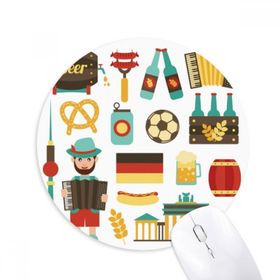 Dıythinker Futbol Bira Sosis Brezilya Kültürel Baskılı Yuvarlak Kaymaz Kauçuk Mouse Pad