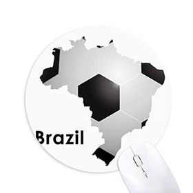Dıythinker Futbol Brezilya Haritası Şekilli Brezilya Slogan Baskılı Yuvarlak Kaymaz Kauçuk Mouse Pad