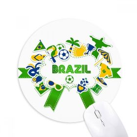 Dıythinker Futbol Brezilya Kültürel Baskılı Yuvarlak Kaymaz Kauçuk Mouse Pad