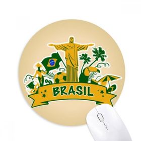 Dıythinker Futbol Dağı Corcovado Papağan Brezilya Baskılı Yuvarlak Kaymaz Kauçuk Mouse Pad