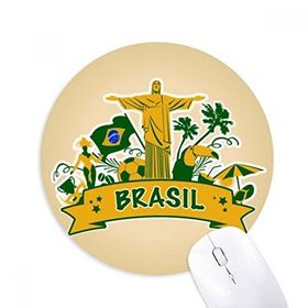 Dıythinker Futbol Dağı Corcovado Papağan Brezilya Baskılı Yuvarlak Kaymaz Kauçuk Mouse Pad