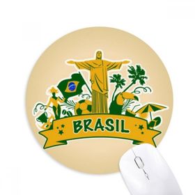 Dıythinker Futbol Dağı Corcovado Papağan Brezilya Baskılı Yuvarlak Kaymaz Kauçuk Mouse Pad