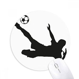 Dıythinker Futbol Futbol Silüeti Spor Baskılı Yuvarlak Kaymaz Kauçuk Mouse Pad
