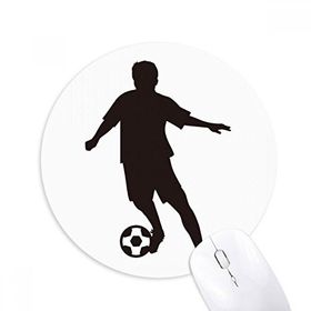 Dıythinker Futbol Futbol Silüeti Spor Baskılı Yuvarlak Kaymaz Kauçuk Mouse Pad