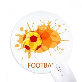Dıythinker Futbol Futbol Turuncu Spor Baskılı Yuvarlak Kaymaz Kauçuk Mouse Pad