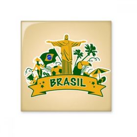 Dıythinker Futbol Monte Corcovado Papağan Brezilya Kültürel Element 10x10 cm Seramik Karo