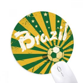 Dıythinker Futbol Sarı Yeşil Brezilya Brezilya Kültürü Baskılı Yuvarlak Kaymaz Kauçuk Mouse Pad