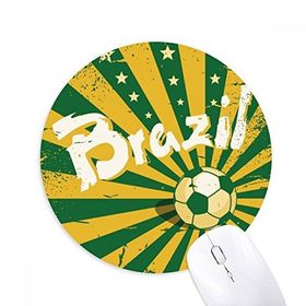 Dıythinker Futbol Sarı Yeşil Brezilya Brezilya Kültürü Baskılı Yuvarlak Kaymaz Kauçuk Mouse Pad