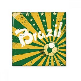 Dıythinker Futbol Sarı Yeşil Brezilya Sloganı Brezilya Kültürü İllüstrasyon Seramik Dekorasyon 10x10 cm Seramik Karo