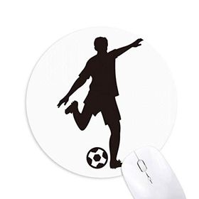 Dıythinker Futbol Silüeti Spor Baskılı Yuvarlak Kaymaz Kauçuk Mouse Pad