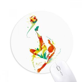 Dıythinker Futbolcusu Bisiklet Tekme Desenli Baskılı Yuvarlak Kaymaz Kauçuk Mouse Pad