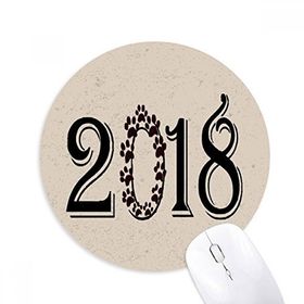 Dıythinker Garland 2018 Font Happy New Year Baskılı Yuvarlak Kaymaz Kauçuk Mouse Pad