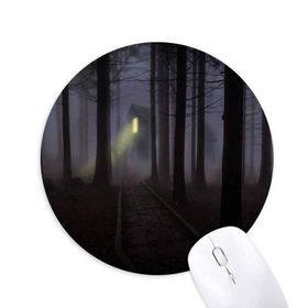 Dıythinker Gece Karanlık Ormancılık Bilim Doğa Manzarası Baskılı Yuvarlak Kaymaz Kauçuk Mouse Pad