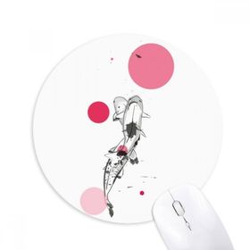 Dıythinker Gelenek Çifti Çin Balığı Baskılı Yuvarlak Kaymaz Kauçuk Mouse Pad