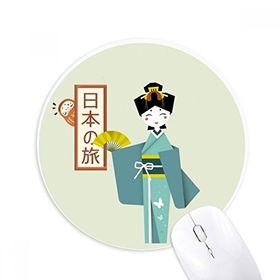 Dıythinker Geleneksel Japon Antik Kız Baskılı Yuvarlak Kaymaz Kauçuk Mouse Pad
