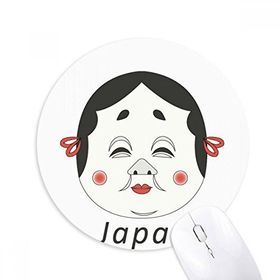 Dıythinker Geleneksel Japon Komik Kadın Maskesi Baskılı Yuvarlak Kaymaz Kauçuk Mouse Pad