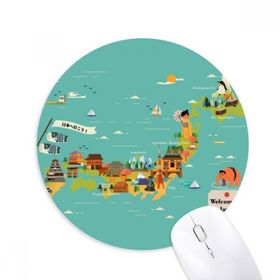 Dıythinker Geleneksel Japon Kültürü Haritası Baskılı Yuvarlak Kaymaz Kauçuk Mouse Pad