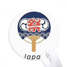 Dıythinker Geleneksel Japon Kültürü Kağıt Fan Baskılı Yuvarlak Kaymaz Kauçuk Mouse Pad