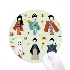 Dıythinker Geleneksel Japon Yerel Kız Baskılı Yuvarlak Kaymaz Kauçuk Mouse Pad