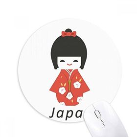 Dıythinker Geleneksel Japon Yerel Küçük Kızcak Baskılı Yuvarlak Kaymaz Kauçuk Mouse Pad