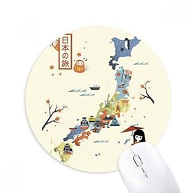 Dıythinker Geleneksel Japon yerel kültürel haritası Baskılı Yuvarlak Kaymaz Kauçuk Mouse Pad