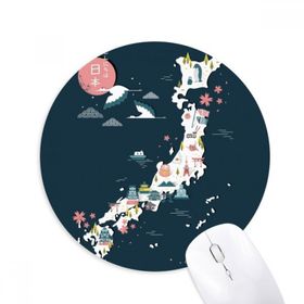 Dıythinker Geleneksel Japon Yerel Özel Harita Baskılı Yuvarlak Kaymaz Kauçuk Mouse Pad