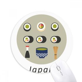 Dıythinker Geleneksel Japon Yerel Yemek Sushi Baskılı Yuvarlak Kaymaz Kauçuk Mouse Pad