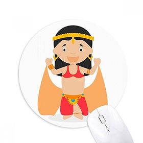 Dıythinker Geleneksel Oryantal Dansçı Çizgi Film Baskılı Yuvarlak Kaymaz Kauçuk Mouse Pad