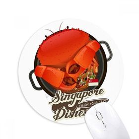 Dıythinker Geleneksel Singapur Biber Yengeç Baskılı Yuvarlak Kaymaz Kauçuk Mouse Pad