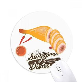 Dıythinker Geleneksel Singapur Hainanese Tavuk Baskılı Yuvarlak Kaymaz Kauçuk Mouse Pad