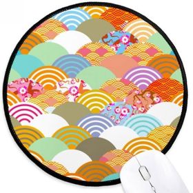 Dıythinker Geometri Squama Çiçekler Desen Japonya Yuvarlak Kaymaz Mouse Pad