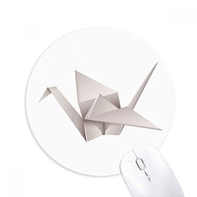 Dıythinker Geometrik Origami Soyut Vinç Desenli Baskılı Yuvarlak Kaymaz Kauçuk Mouse Pad