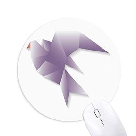 Dıythinker Geometrik Soyut Güvercin Origami Desenli Baskılı Yuvarlak Kaymaz Kauçuk Mouse Pad