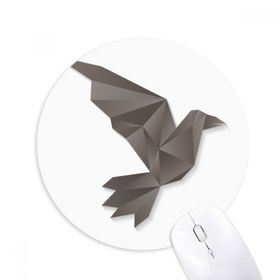 Dıythinker Geometrik Soyut Karga Origami Desenli Baskılı Yuvarlak Kaymaz Kauçuk Mouse Pad