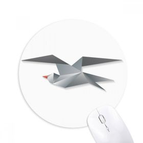 Dıythinker Geometrik Soyut Karga Origami Desenli Baskılı Yuvarlak Kaymaz Kauçuk Mouse Pad