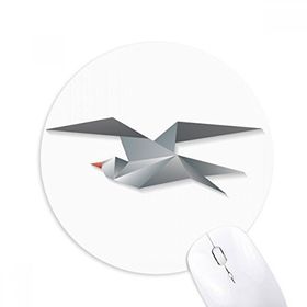 Dıythinker Geometrik Soyut Karga Origami Desenli Baskılı Yuvarlak Kaymaz Kauçuk Mouse Pad