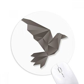 Dıythinker Geometrik Soyut Karga Origami Desenli Baskılı Yuvarlak Kaymaz Kauçuk Mouse Pad
