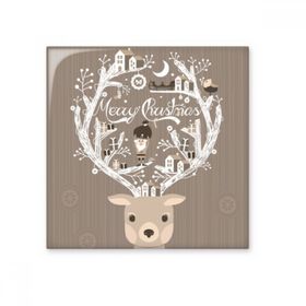 Dıythinker Geyik Baba Noel Evi Hediye 20x20 cm Seramik Karo