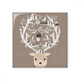 Dıythinker Geyik Baba Noel Evi Hediye 20x20 cm Seramik Karo
